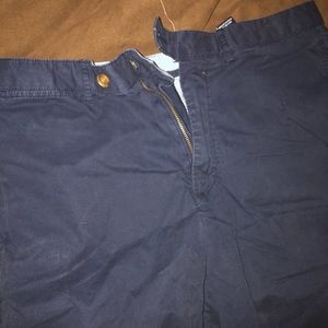 Navy flat front dress shorts